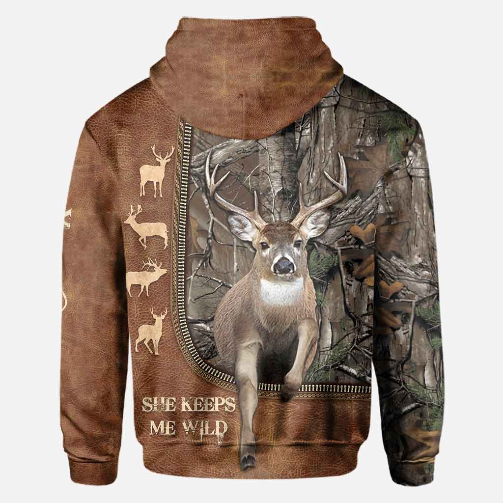 Il me protège - T-shirt et sweat à capuche personnalisés pour couples, motif cuir imprimé, sur le thème de la chasse.