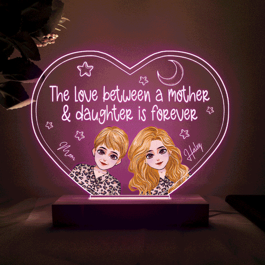 Love Between A Mother and Her Children - Personalized Mother's Day Mother Shaped Plaque Light Base