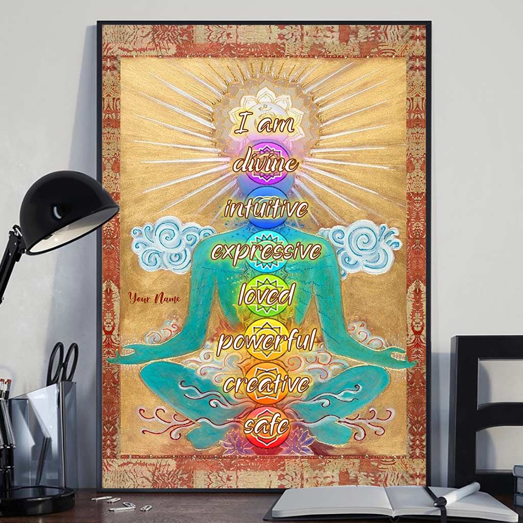 I Am Divine Intuitive Expressive - Personalized Yoga Poster