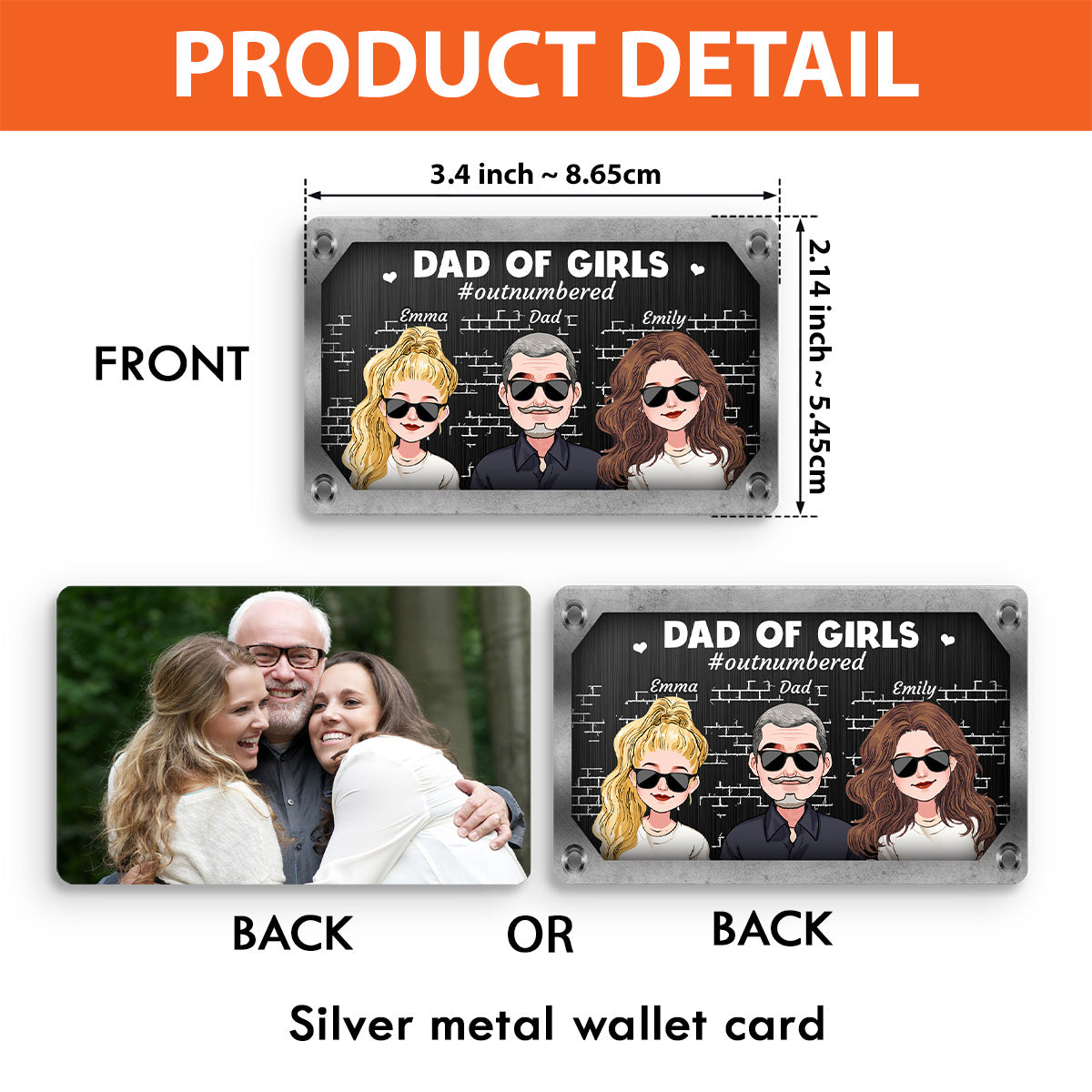Dad Of Girls - Personalized Father Wallet Insert Card