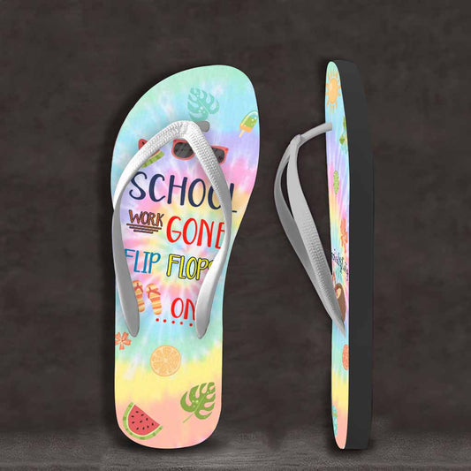 School Work Gone Flip Flops On - Personalized Teacher Flip Flops