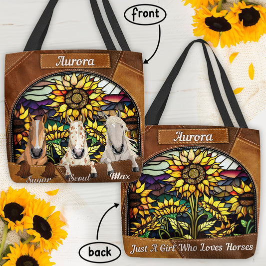 You Are My Sunshine Sunflower Stained Glass - Personalized Horse Tote Bag