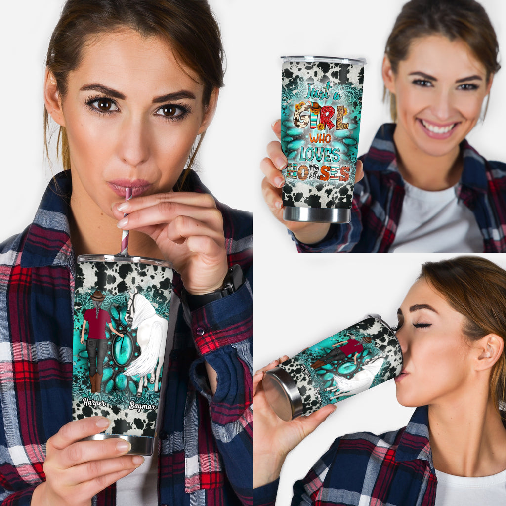 Country Girl Sunflower Turquoise Blue - Personalized Horse Tumbler