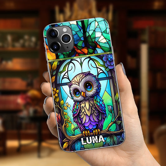 Cute Owl Stained Glass - Personalized Owl Phone case