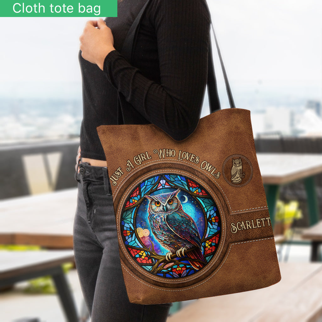 Beautiful Owl Moon Stained Glass - Personalized Owl Tote Bag