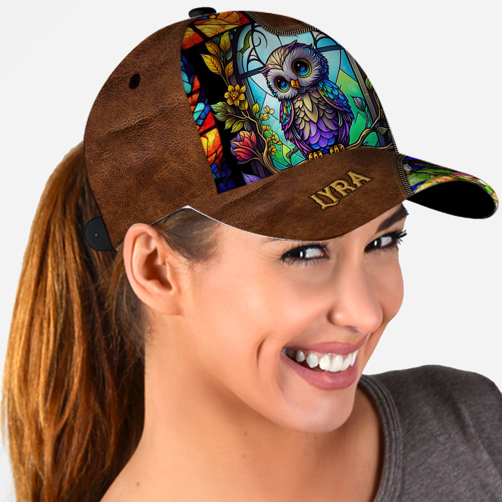 Cute Owl Stained Glass - Personalized Owl Classic Cap