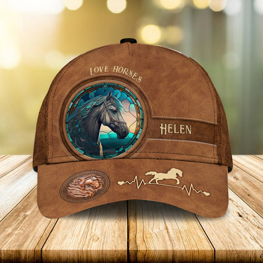 Country Girls Horse Stained Glass - Personalized Horse Classic Cap