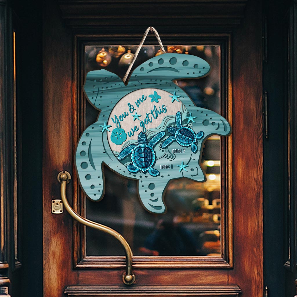 You & Me - Personalized Turtle Wood Sign