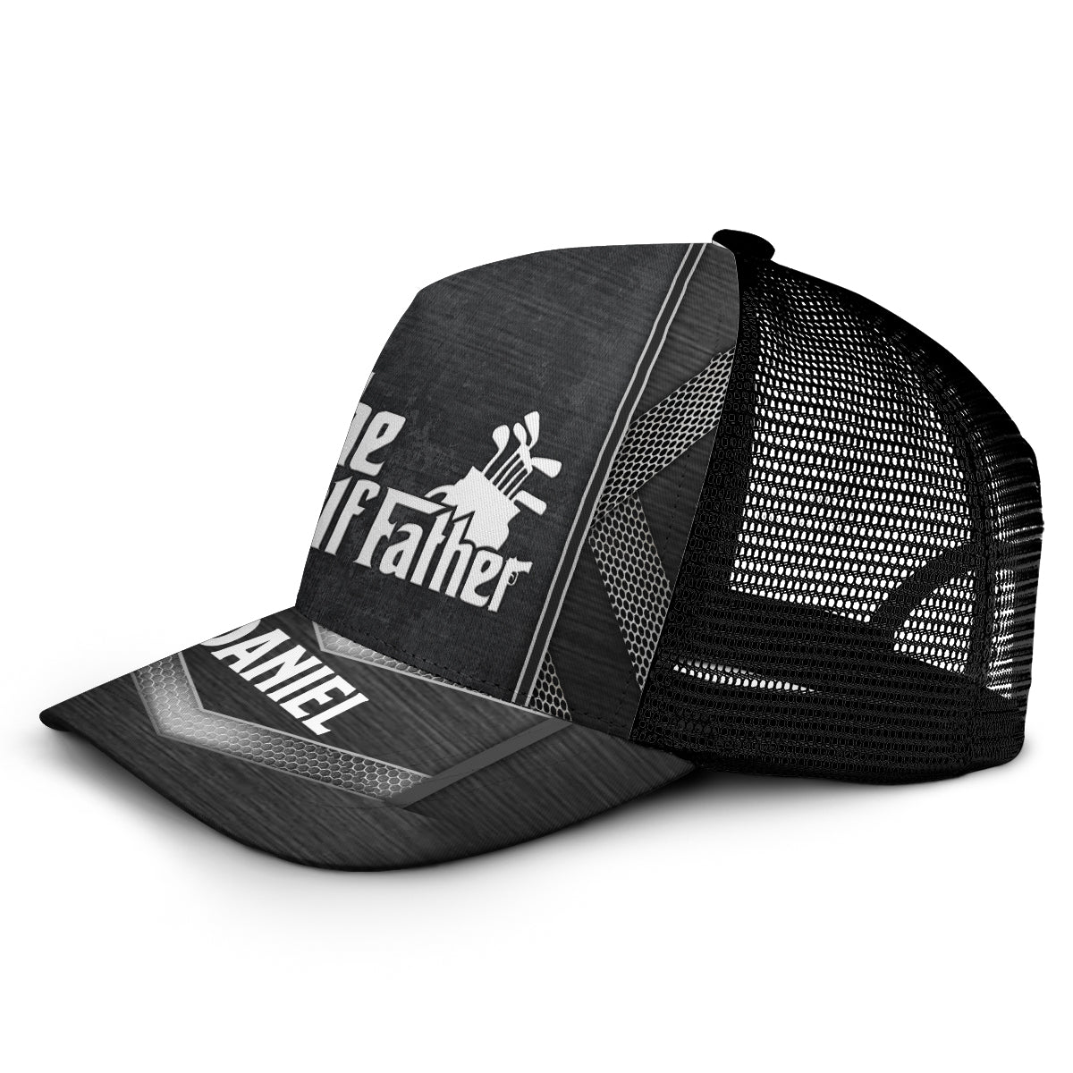 Le Père Golfeur - Casquette Trucker de Golf Personnalisée (Maille Noire)