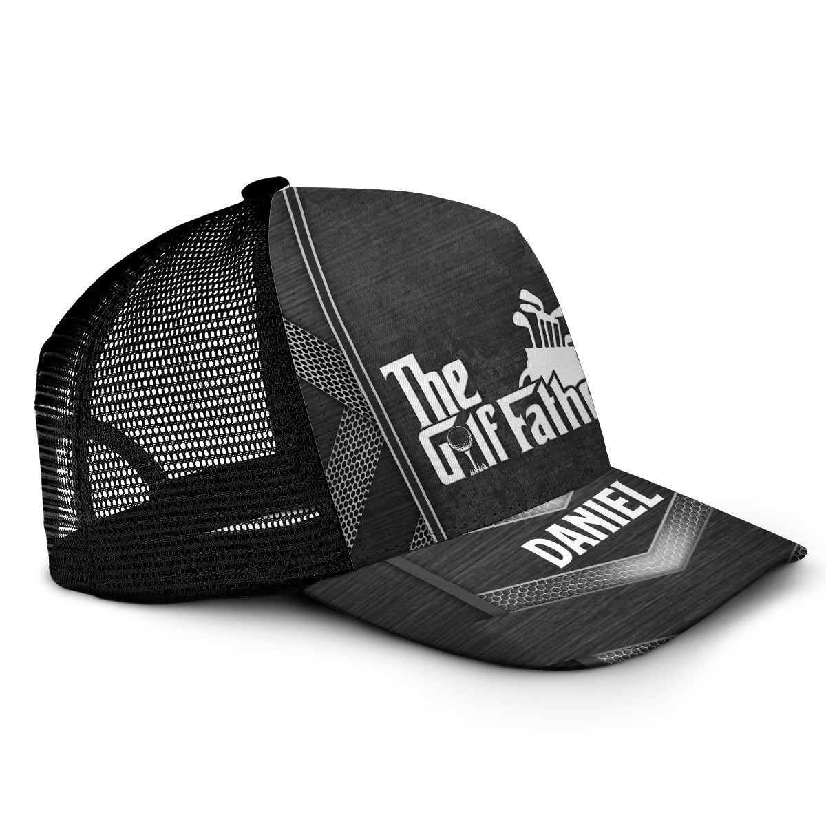 Le Père Golfeur - Casquette Trucker de Golf Personnalisée (Maille Noire)