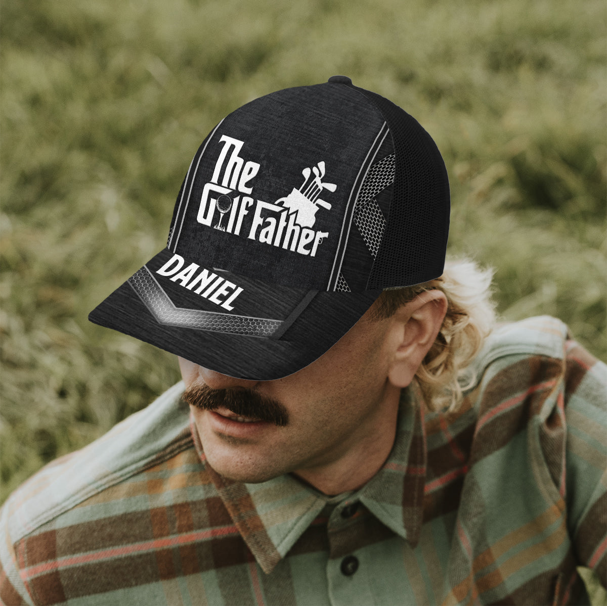 Le Père Golfeur - Casquette Trucker de Golf Personnalisée (Maille Noire)