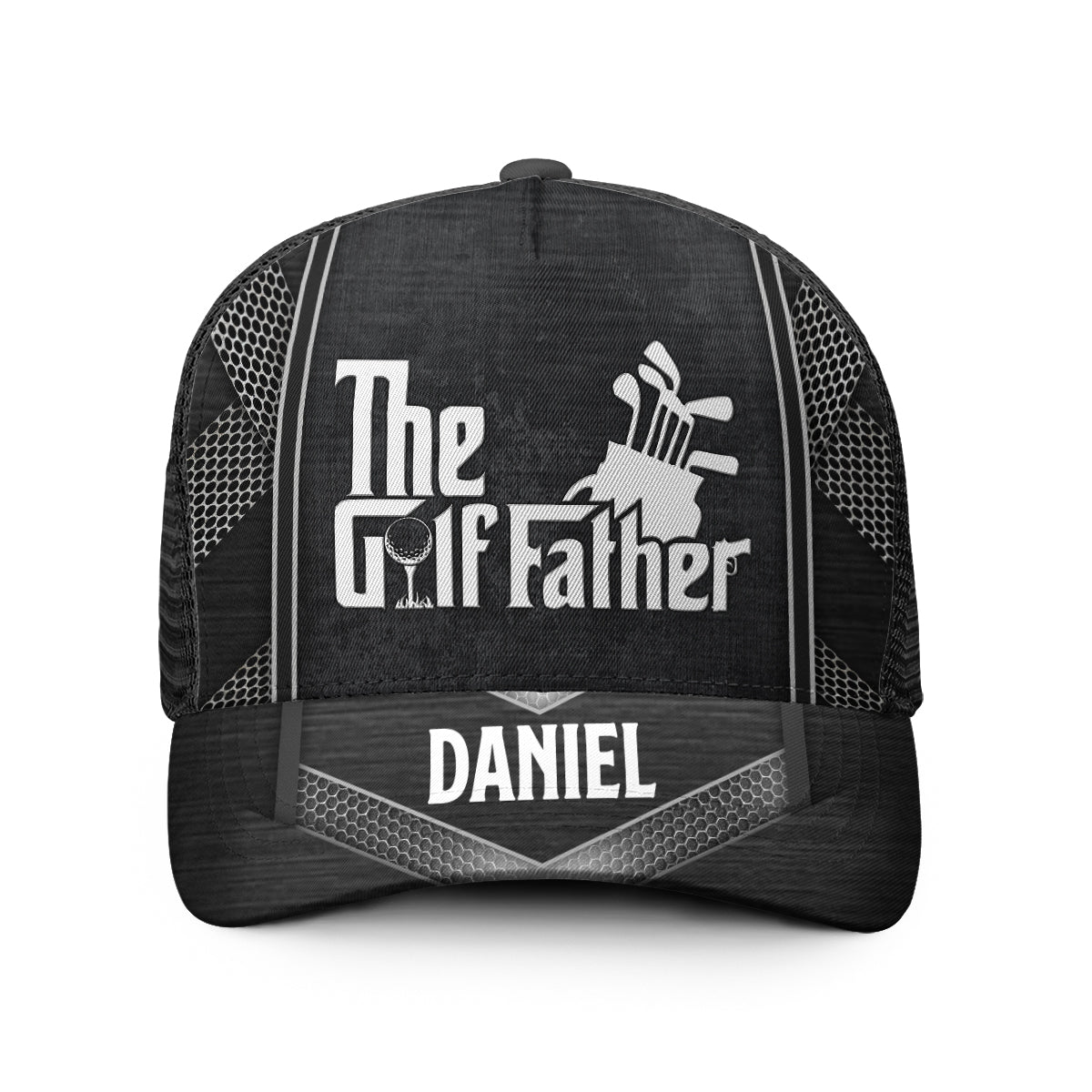 Le Père Golfeur - Casquette Trucker de Golf Personnalisée (Maille Noire)