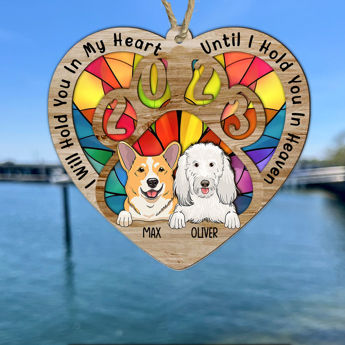 Pawprints On Our Hearts - Personalized Dog Suncatcher