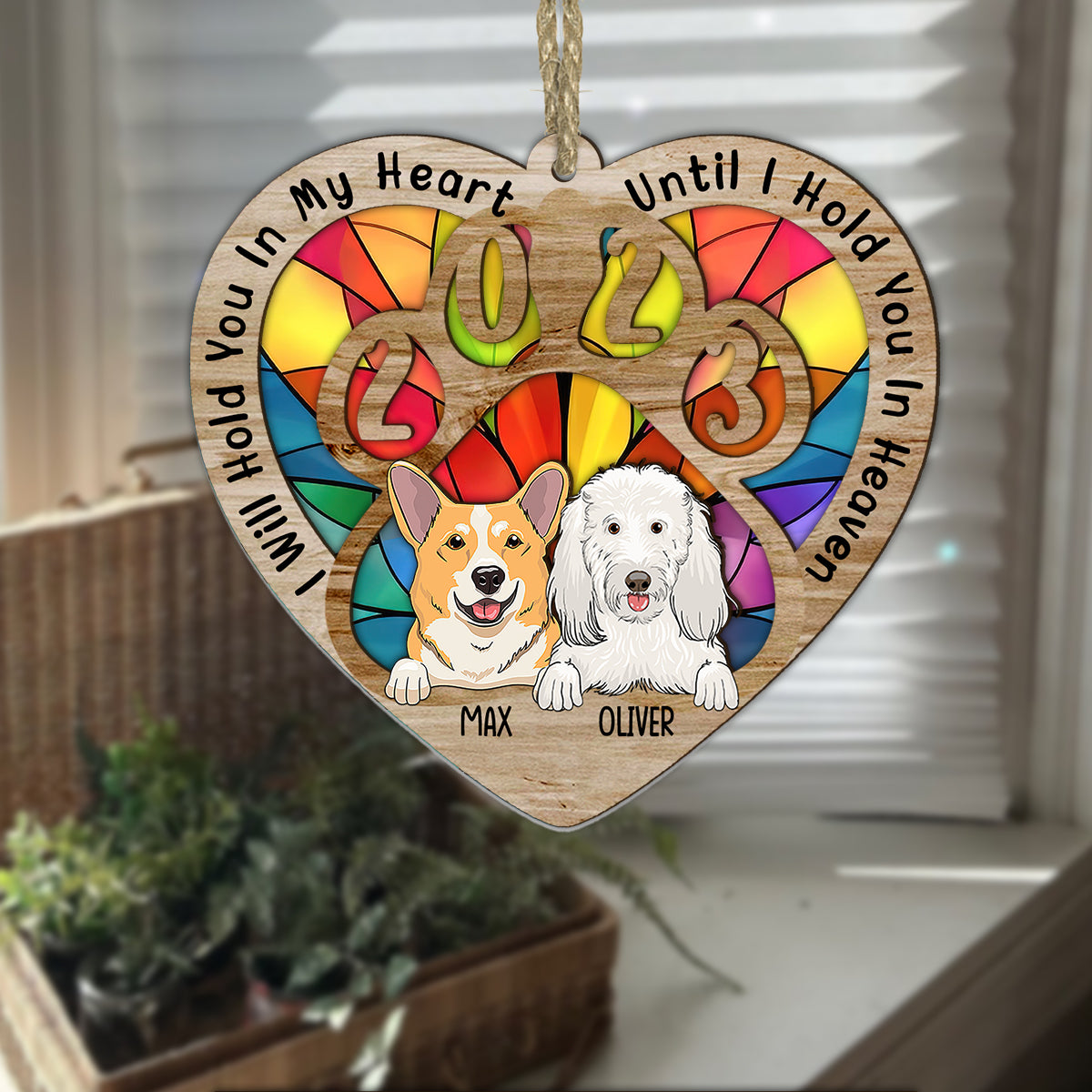 Pawprints On Our Hearts - Personalized Dog Suncatcher