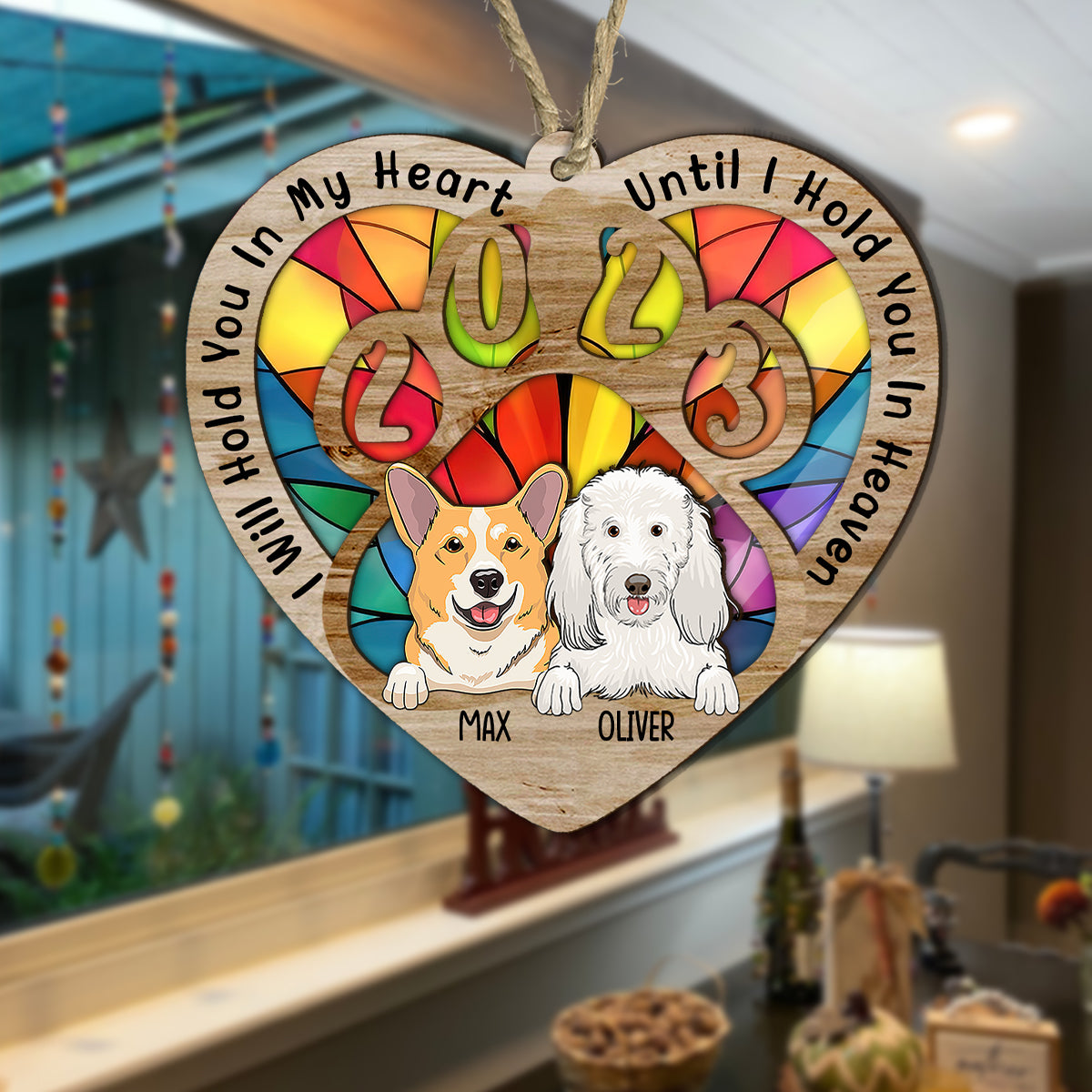 Pawprints On Our Hearts - Personalized Dog Suncatcher