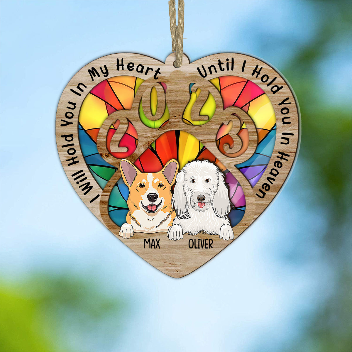 Pawprints On Our Hearts - Personalized Dog Suncatcher