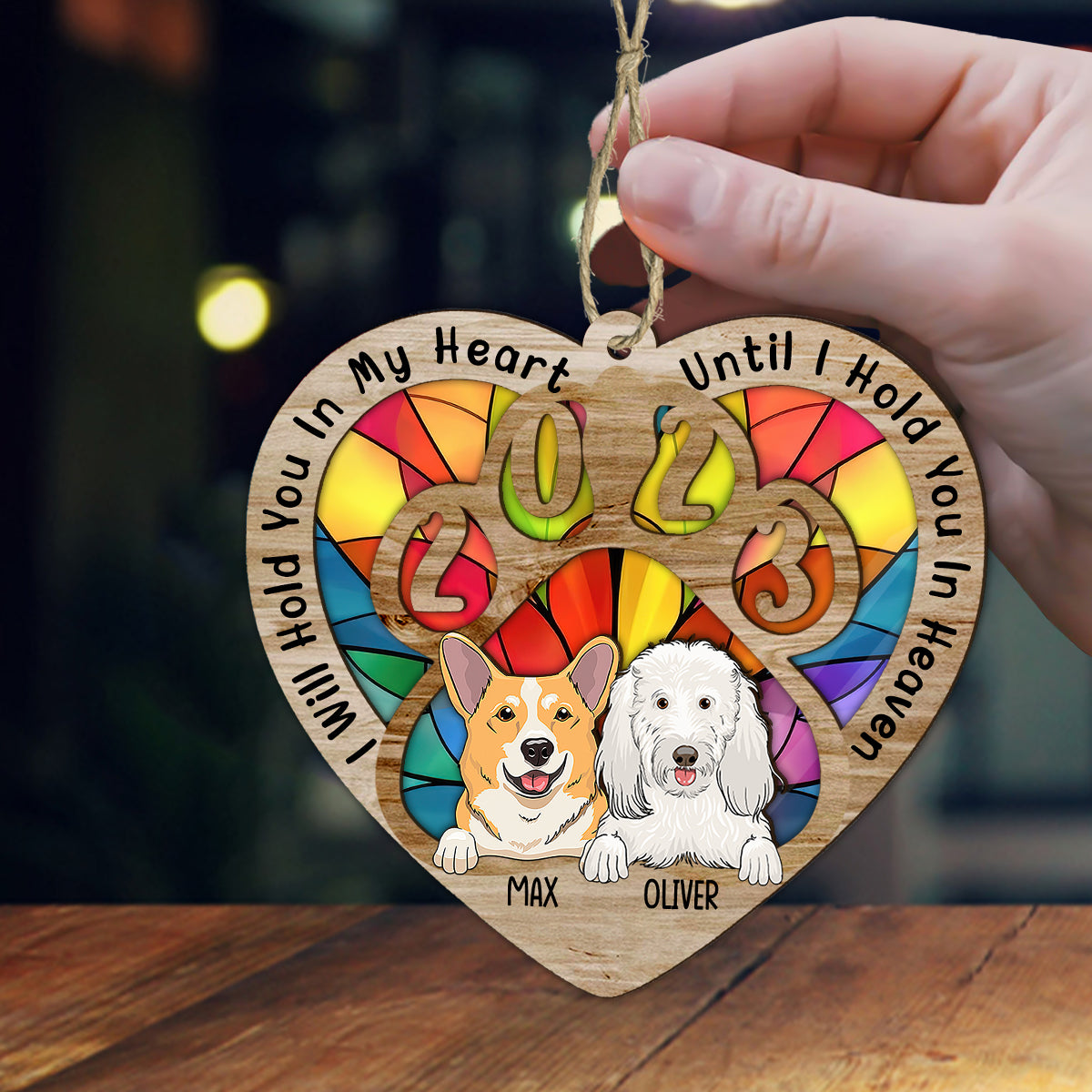Pawprints On Our Hearts - Personalized Dog Suncatcher