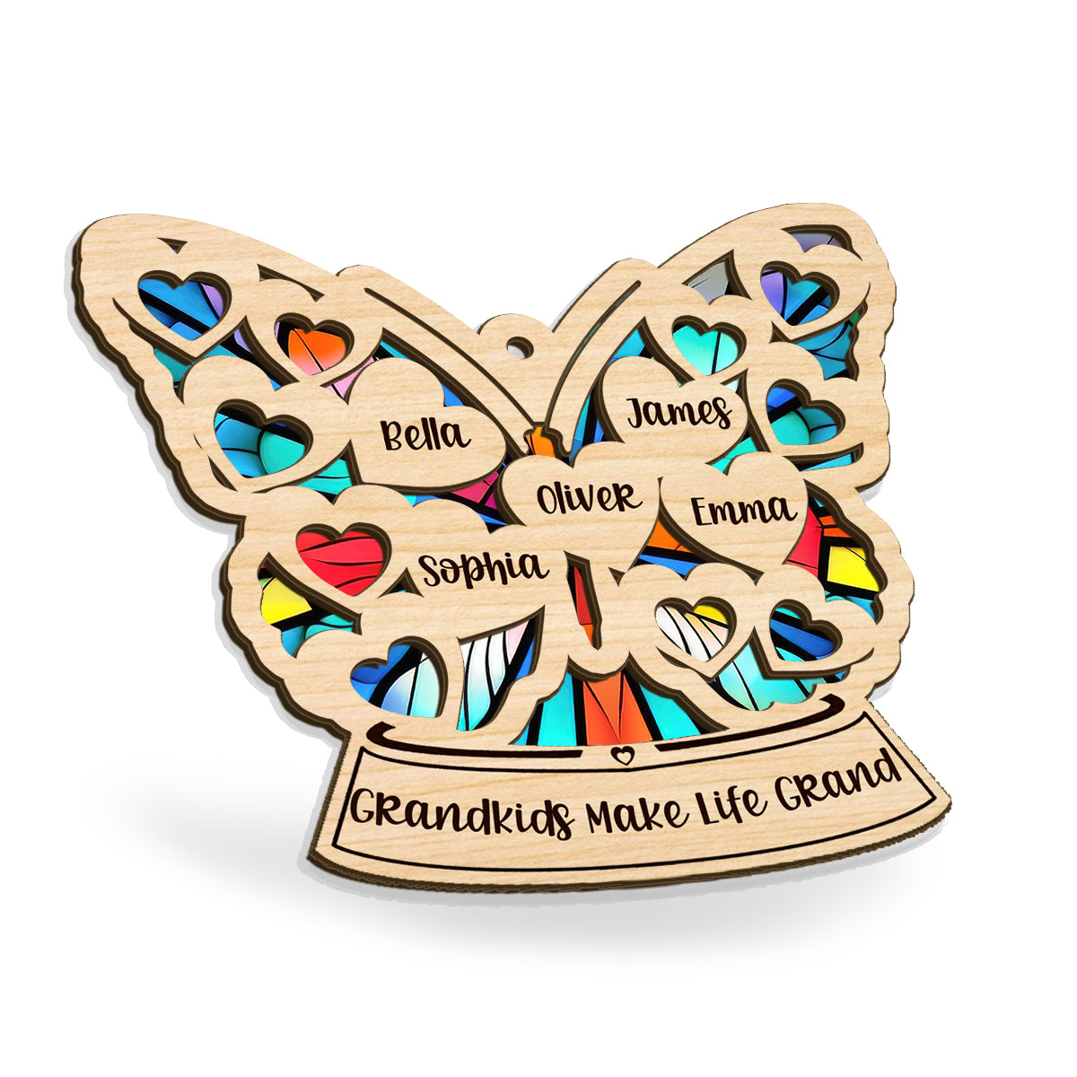 Grand-mère Maman Cœur Papillon - Attrape-soleil personnalisé pour grand-mère