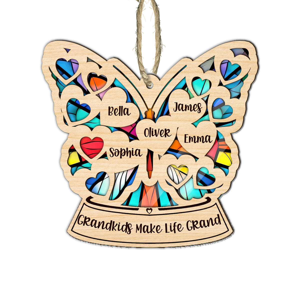 Grand-mère Maman Cœur Papillon - Attrape-soleil personnalisé pour grand-mère