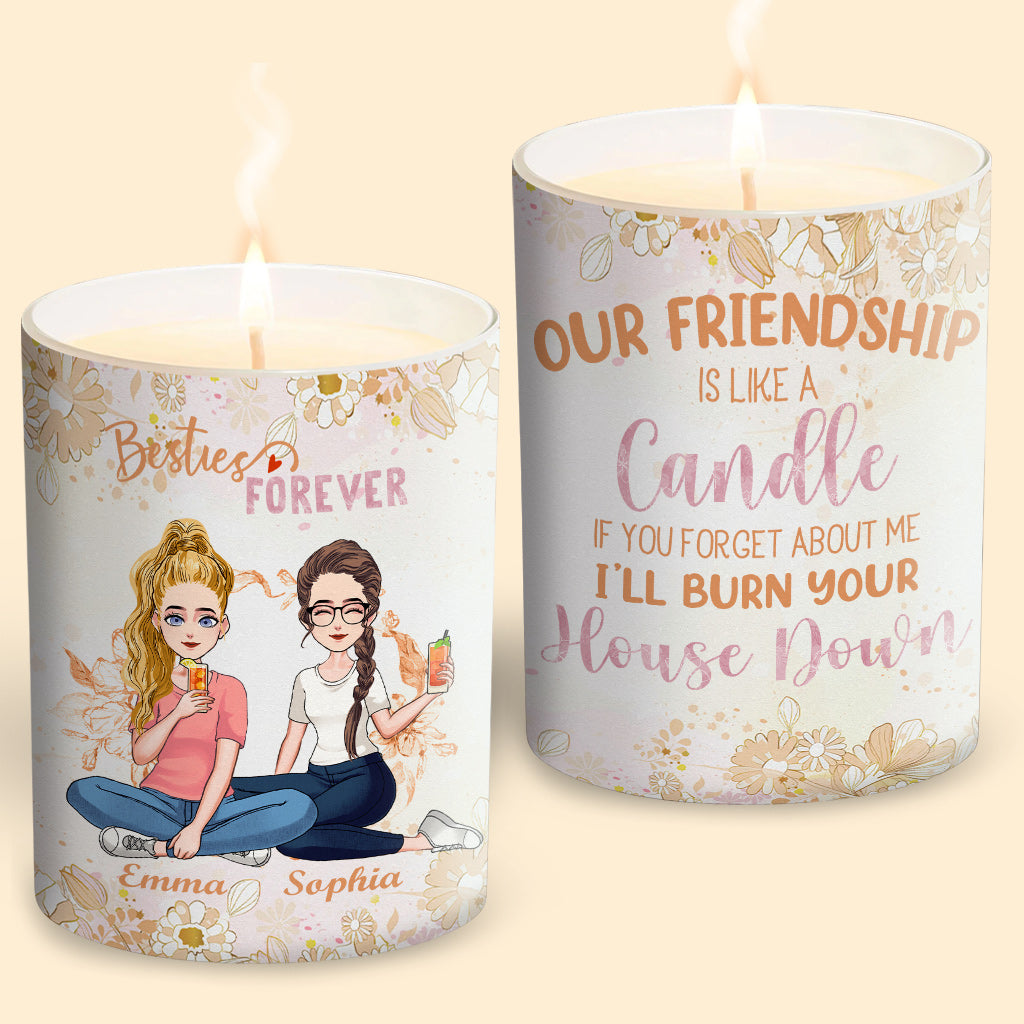 Our Frienship Is Like This Candle - Personalized Bestie Candle With Wooden Lid
