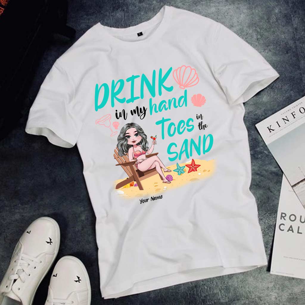 Drink In My Hand Toes In The Sand - Personalized Sea Lover T-shirt and Hoodie