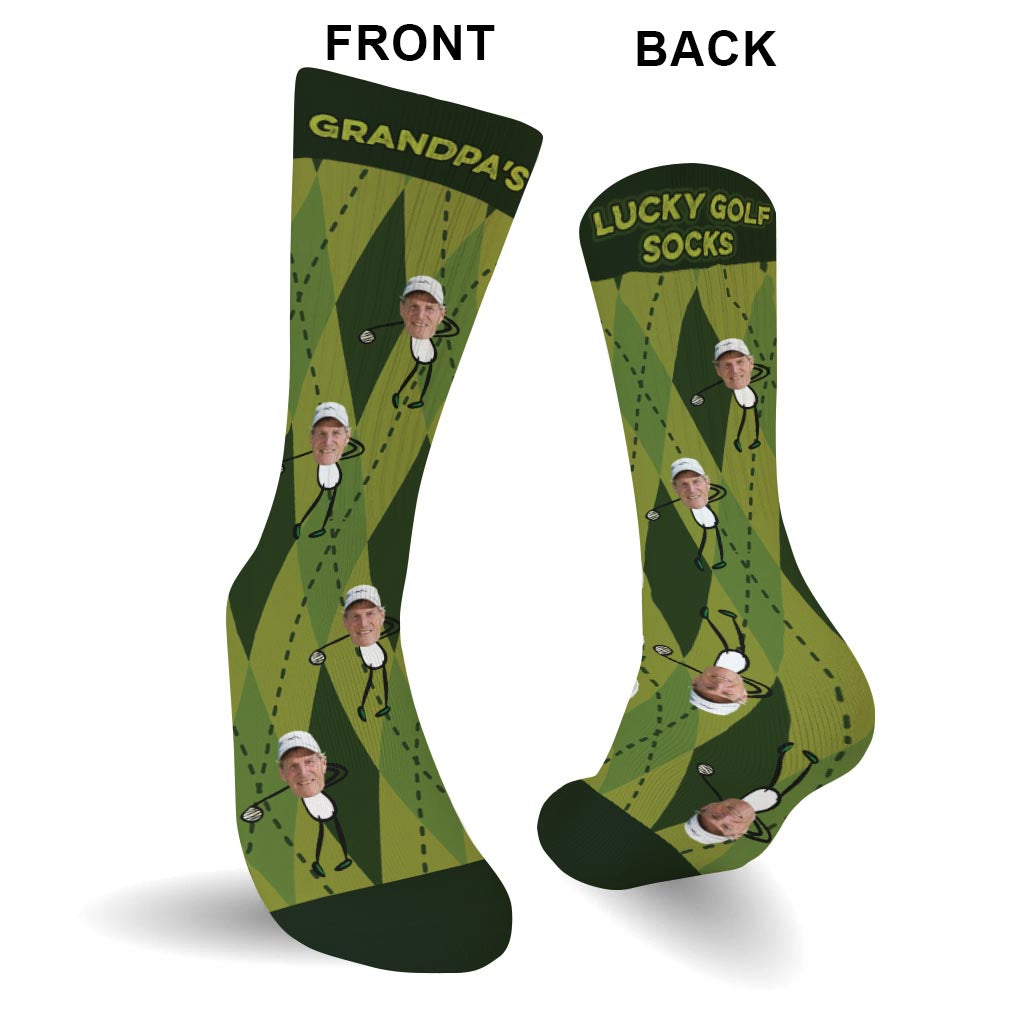 Grandpa's Lucky Golf Socks - Personalized Father's Day Grandpa Socks