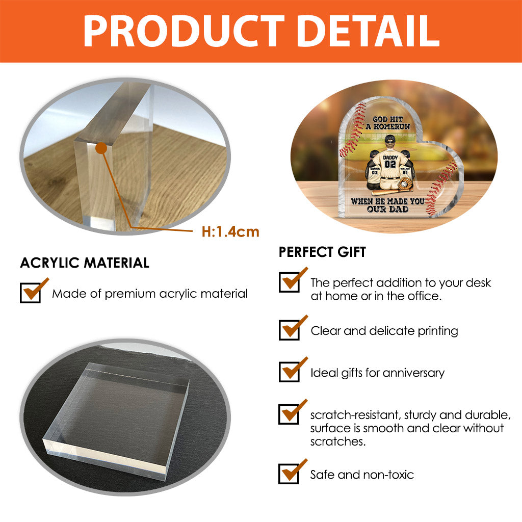 God Hit a Homerun - Personalized Father's Day Baseball Custom Shaped Acrylic Plaque