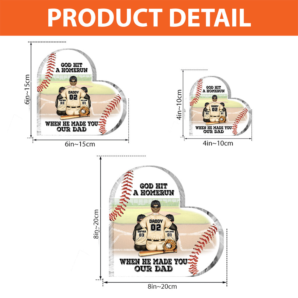 God Hit a Homerun - Personalized Father's Day Baseball Custom Shaped Acrylic Plaque