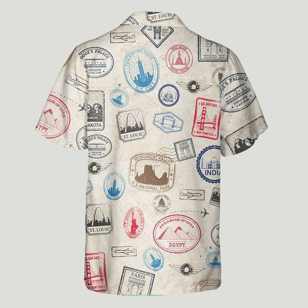 Landmark Stamps - Personalized Travelling Hawaiian Shirt