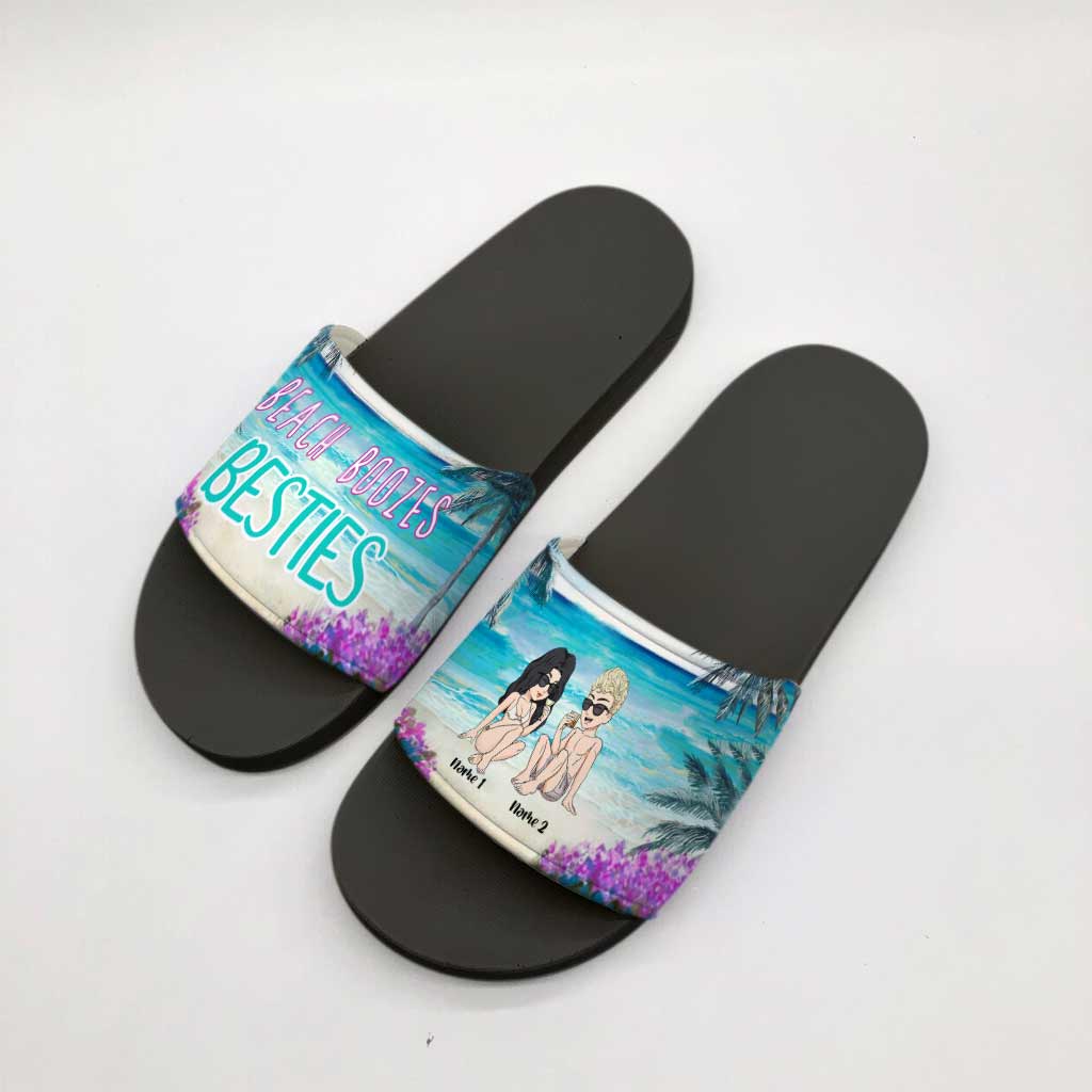 Beach Boozes Besties - Personalized Sea Lover Slide Sandals