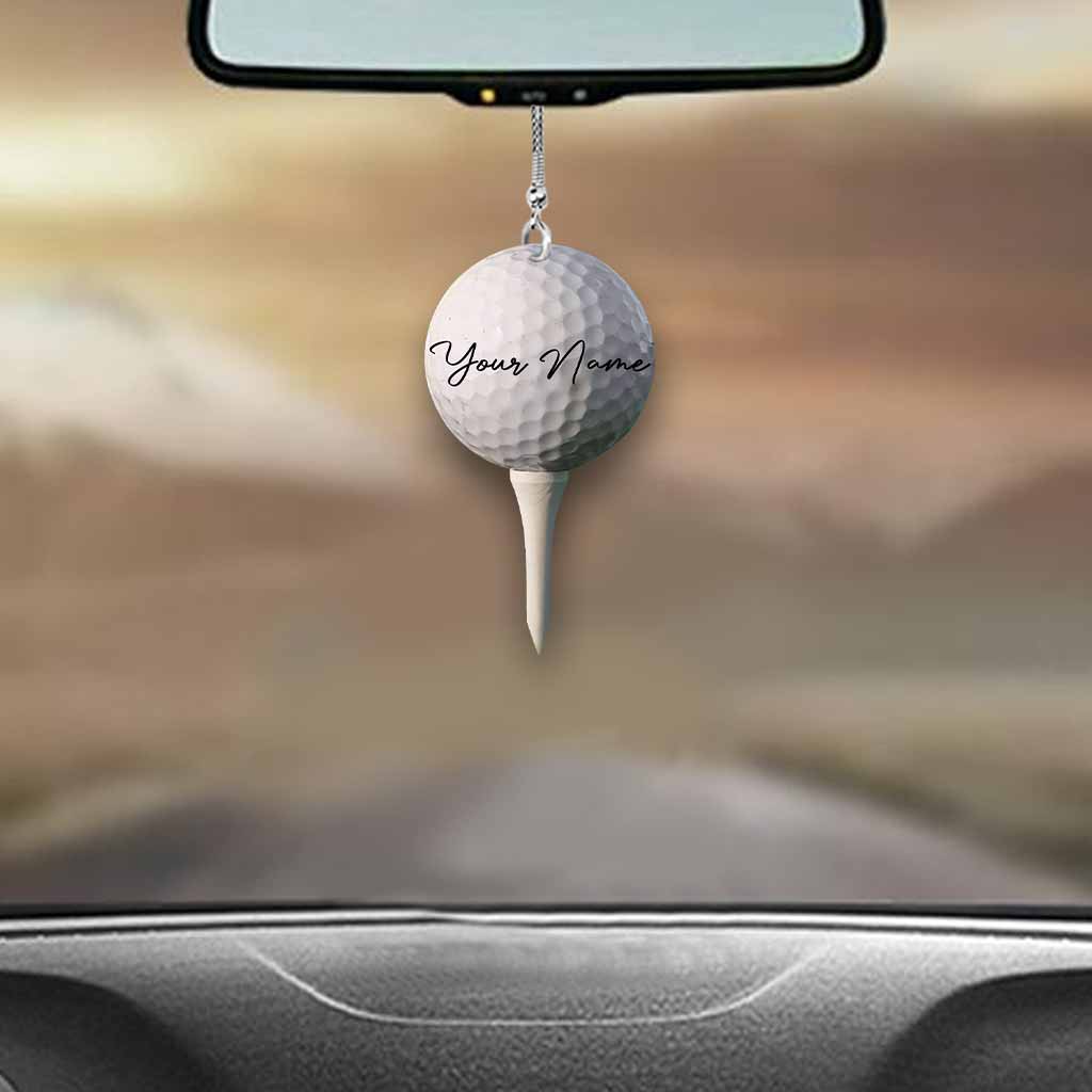 Golf Tee Personalized Car Ornament (Printed On Both Sides)