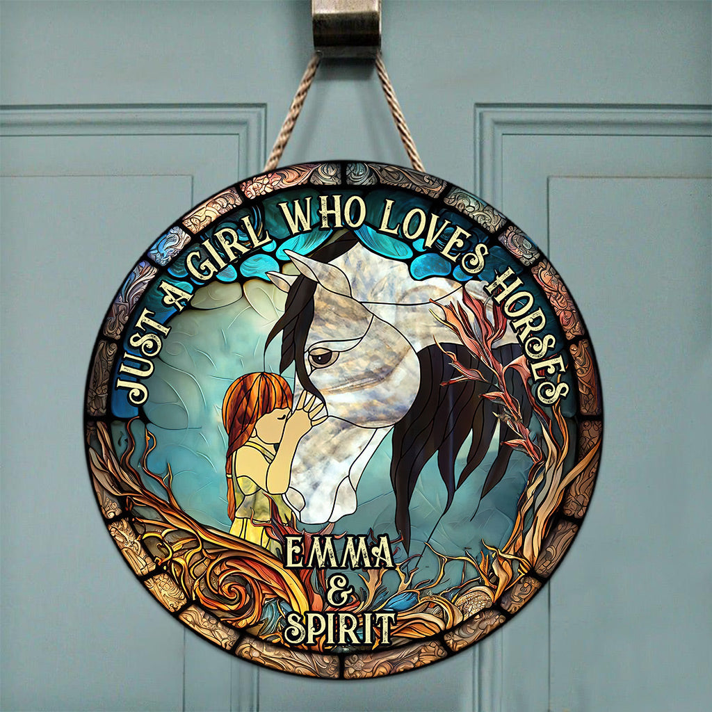 Just A Girl Who Loves Horses - Personalized Horse Round Wood Sign