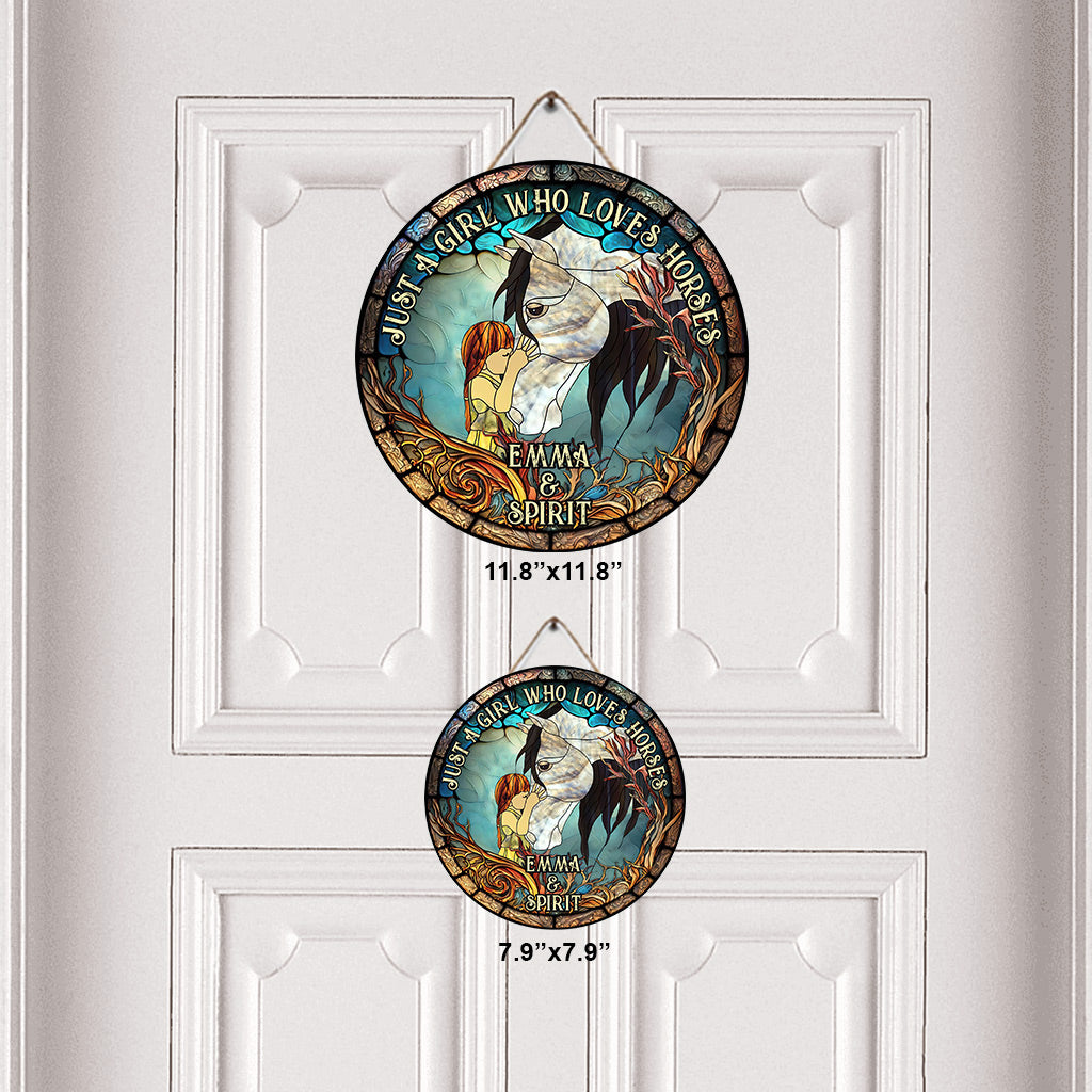 Just A Girl Who Loves Horses - Personalized Horse Round Wood Sign