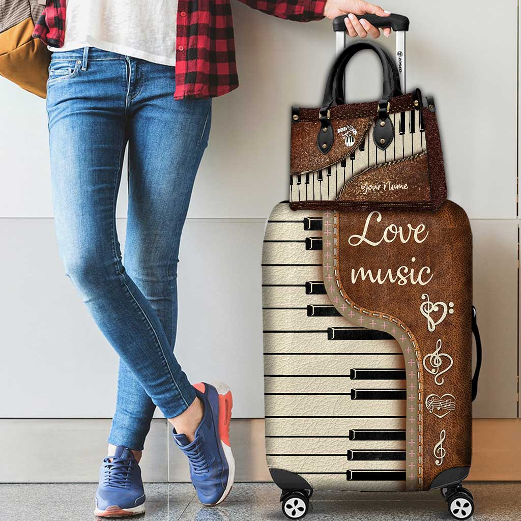 Music Is My Life - Personalized Piano Leather Handbag & Luggage Cover