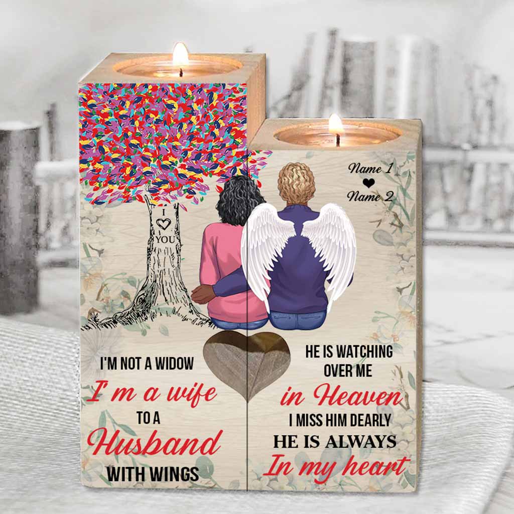 I'm A Wife To A Husband With Wings - Personalized Couple Candle Holder
