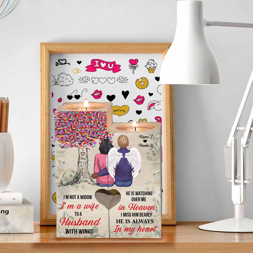 I'm A Wife To A Husband With Wings - Personalized Couple Candle Holder