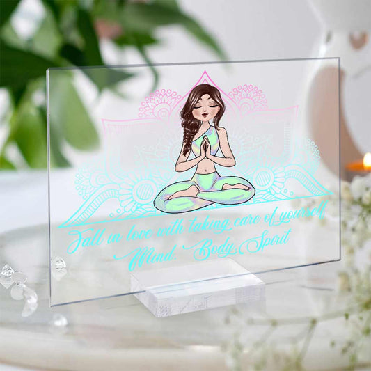 Namaste Take Care Of Thyself - Personalized Yoga Transparent Acrylic Plaque