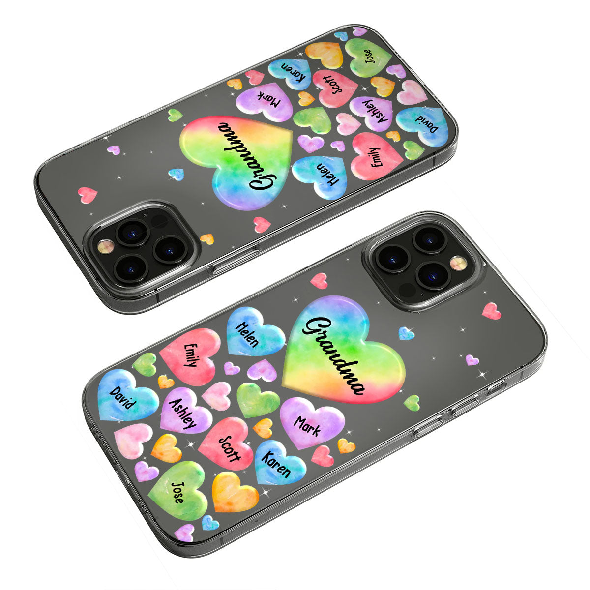 Colorful Heart Of Grandma Mother - Gift for grandma, grandma, mom - Personalized Clear Phone Case