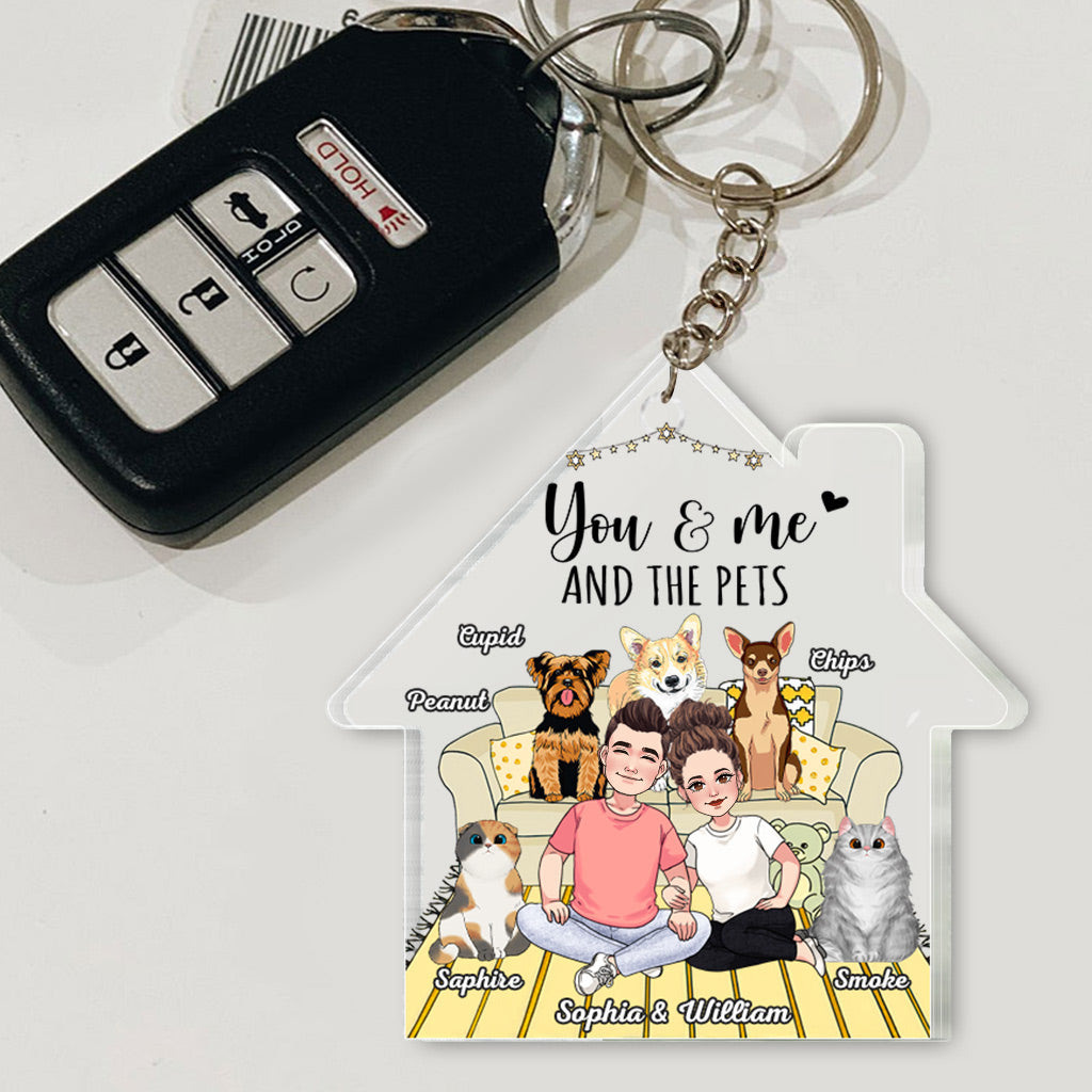 You And Me And The Dogs - Personalized Dog Transparent Keychain