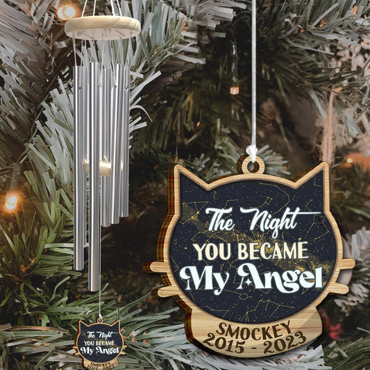The Night You Became My Angel - Personalized Cat Wind Chime