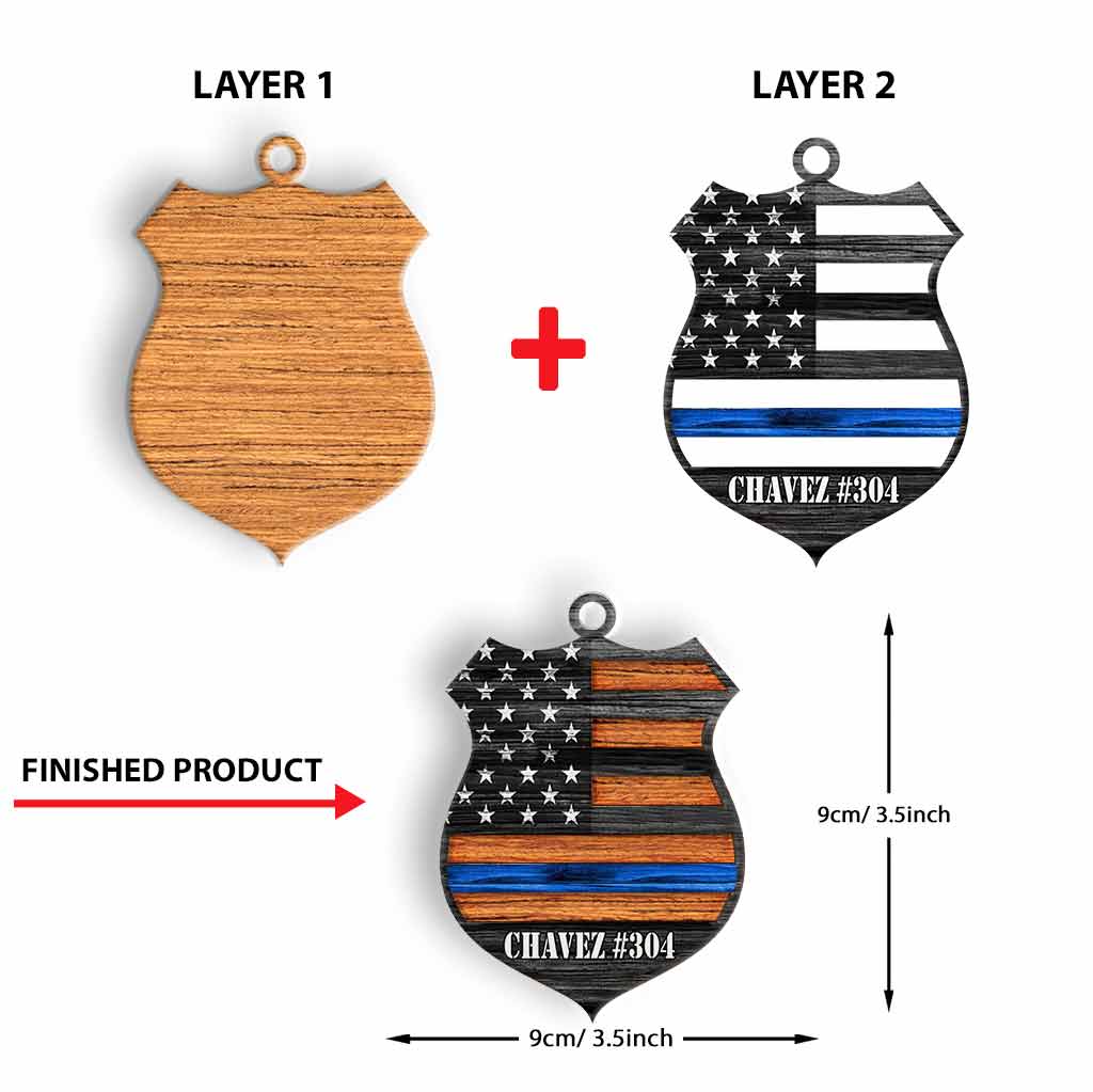 Police Officer Badge - Personalized Layered Wood Ornament
