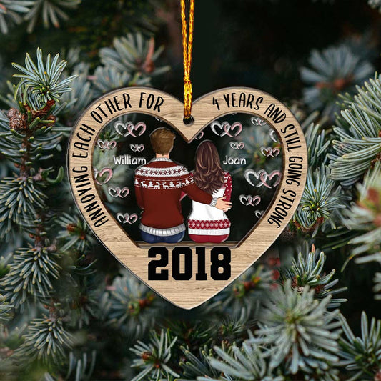 Annoying Each Other Since - Personalized Christmas Couple Layers Mix Ornament