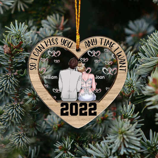 So I Can Kiss You - Personalized Christmas Couple Layers Mix Ornament