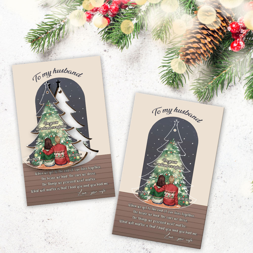 When We Get To The End Of Our Lives Together - Personalized Christmas Couple Wooden Card Pop Out Ornament
