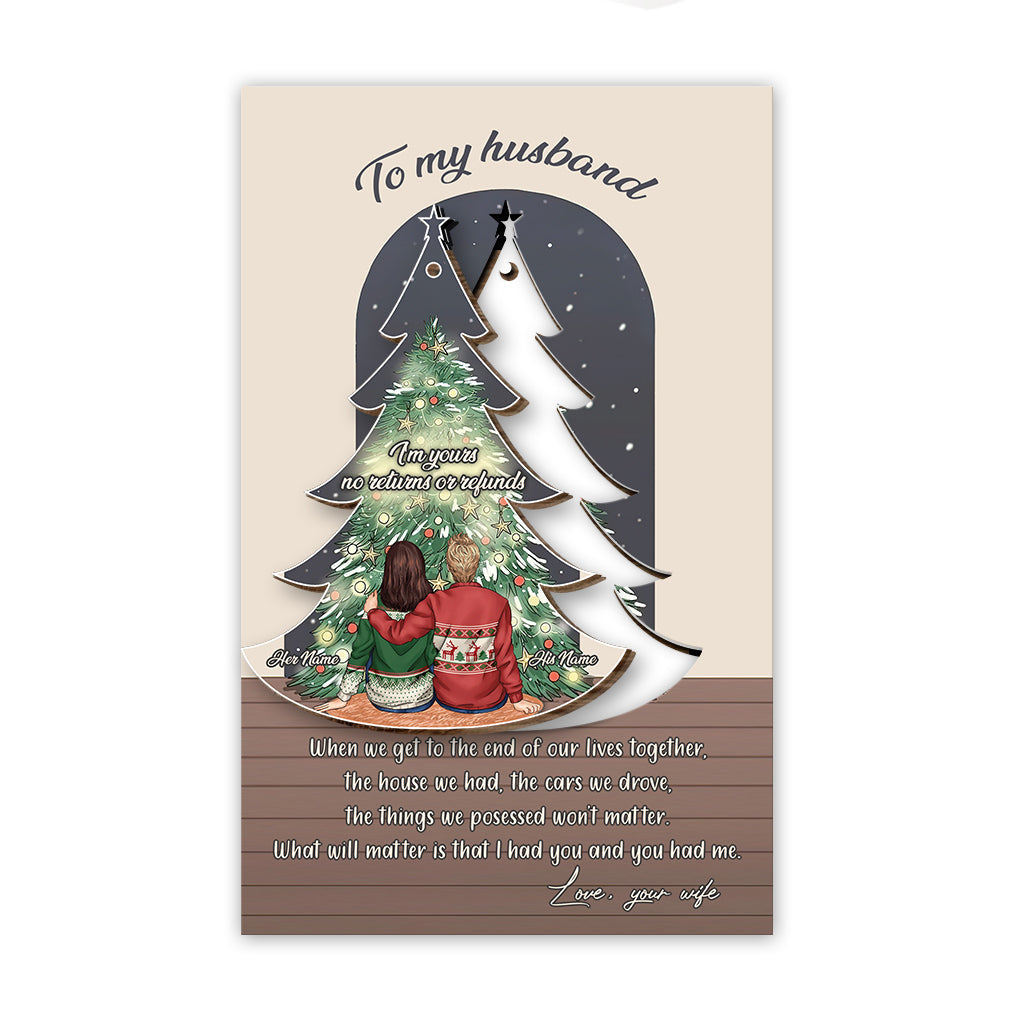 When We Get To The End Of Our Lives Together - Personalized Christmas Couple Wooden Card Pop Out Ornament