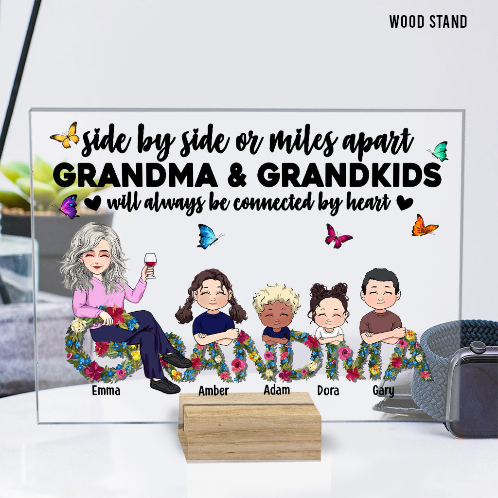 Always Be Connected By Heart - Personalized Mother's Day Grandma Transparent Acrylic Plaque