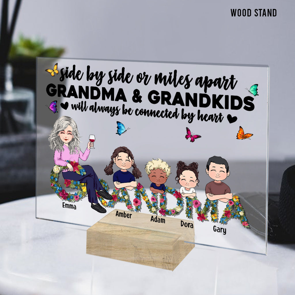 Always Be Connected By Heart - Personalized Mother's Day Grandma Transparent Acrylic Plaque