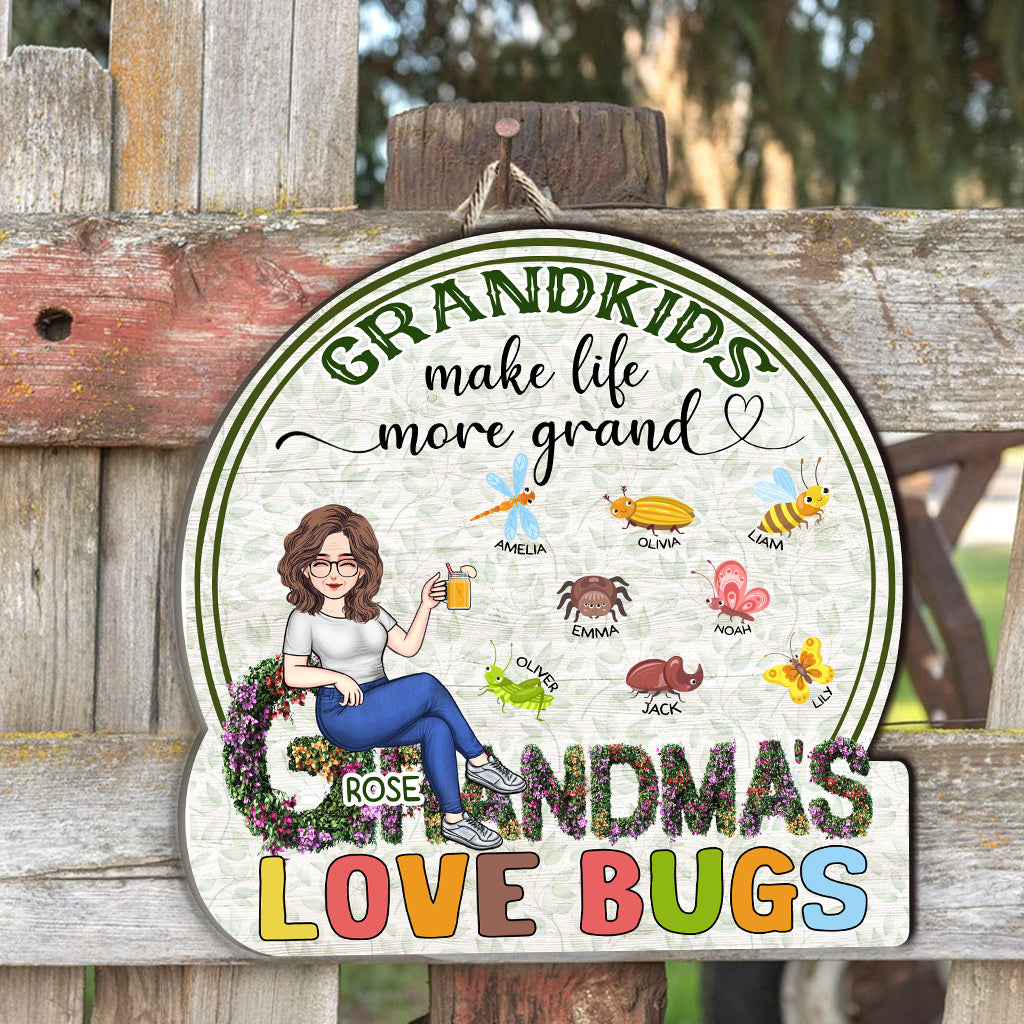 Grandma's Garden Cute Bugs - Personalized Mother's Day Grandma Wood Sign
