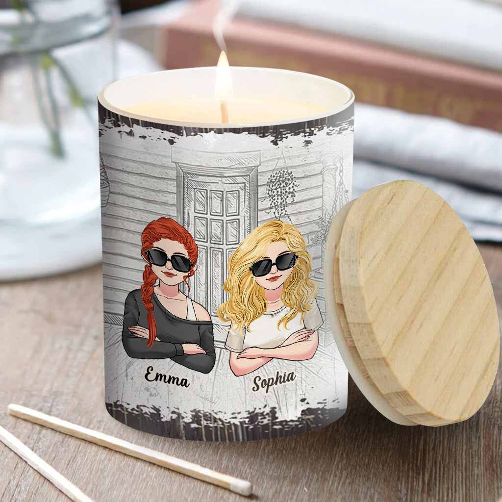 God Makes Us Best Friend - Personalized Bestie Candle With Wooden Lid