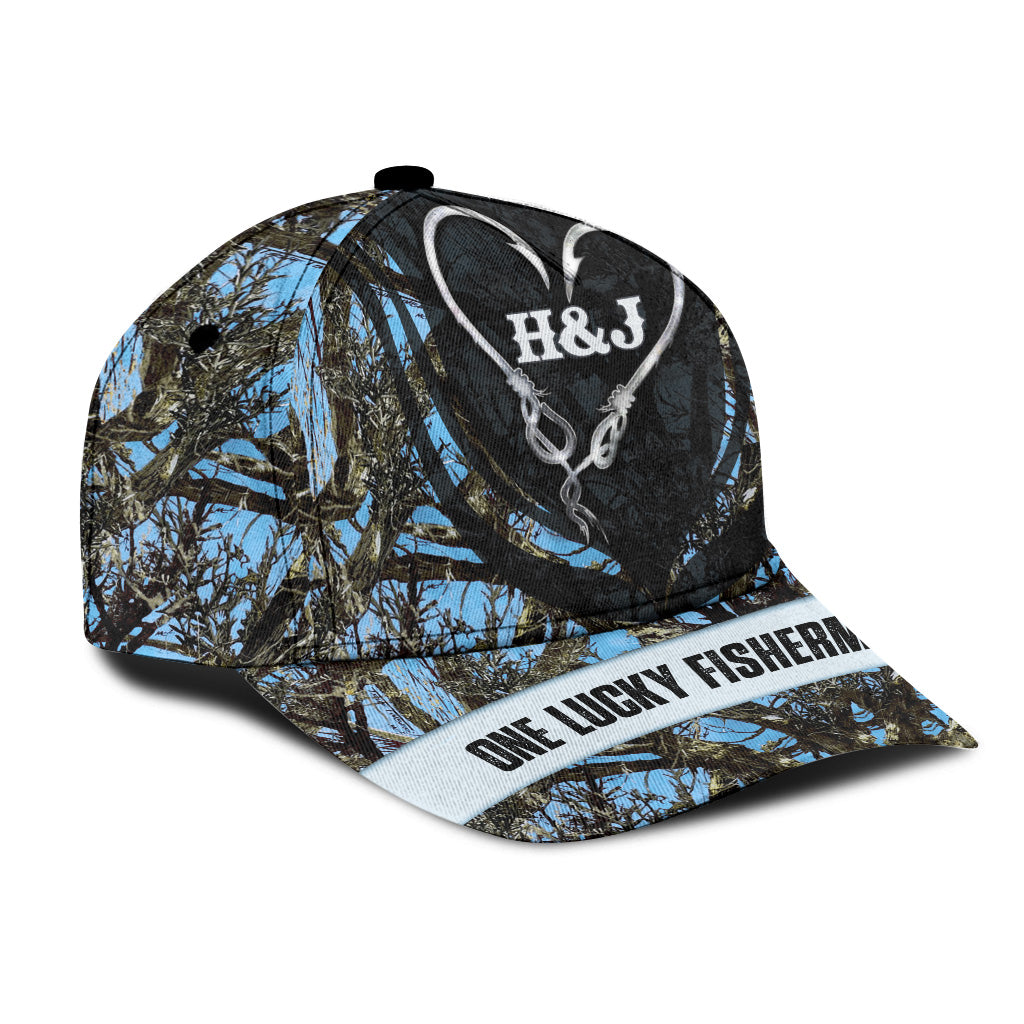 One Lucky Fisherman - Fishing gift for husband, boyfriend, dad, grandpa - Personalized Classic Cap